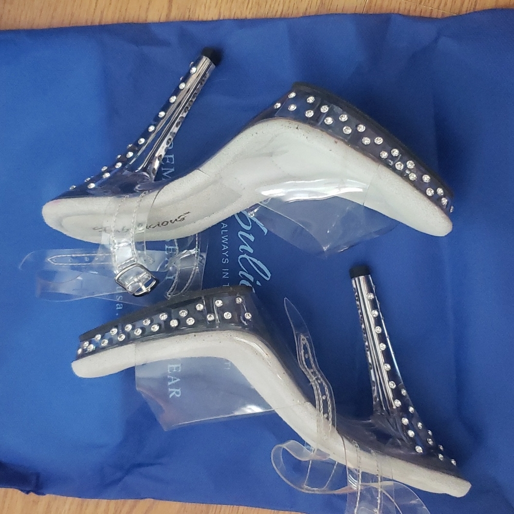 Clear Heels, Worn Once, With Box Like New. - image 1